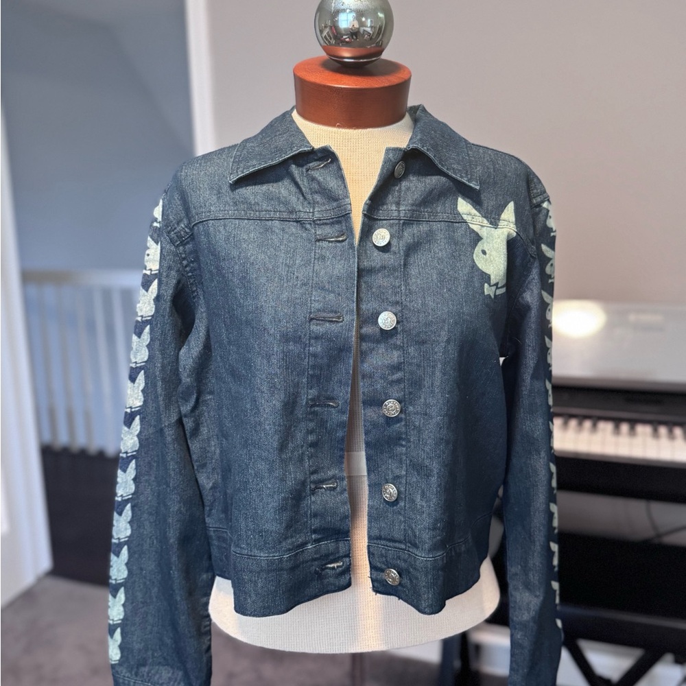 PLAYBOY Blue Jean Jacket with Bunny Accents